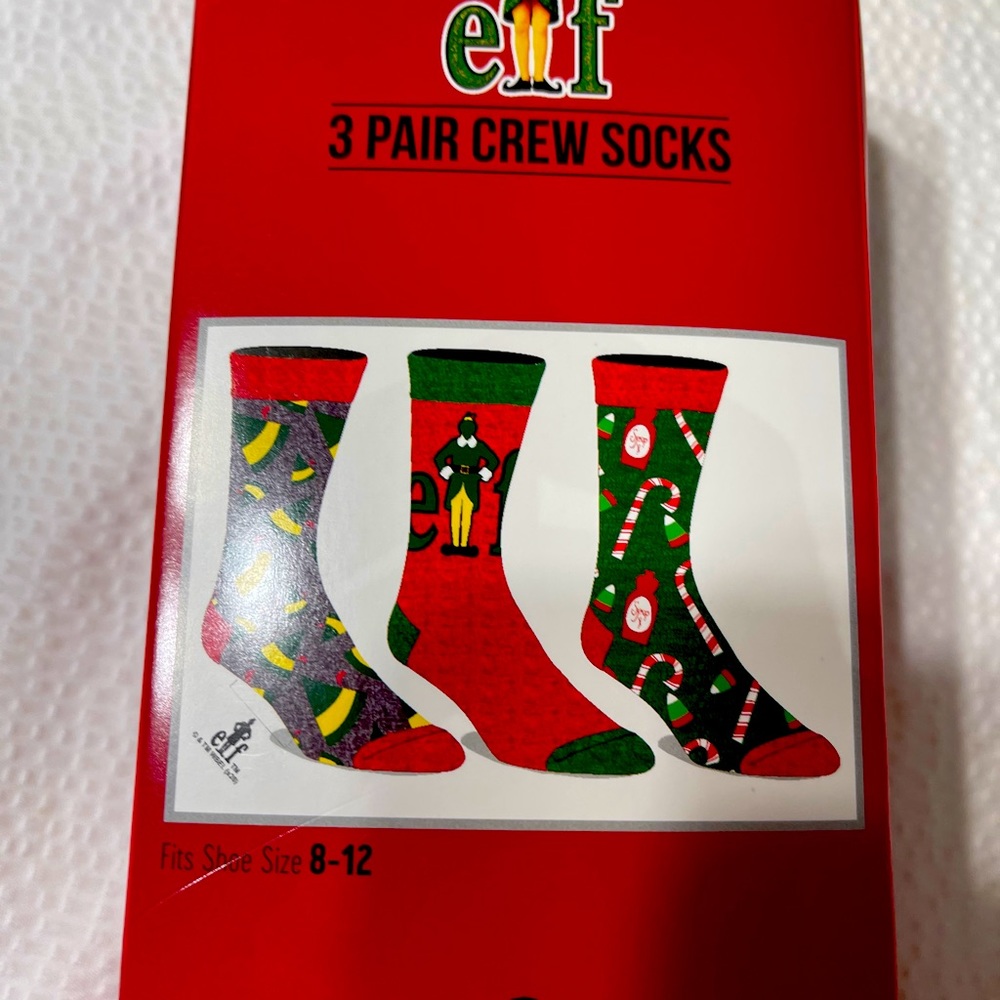 ELF Socks 3 pair crew Christmas vacation